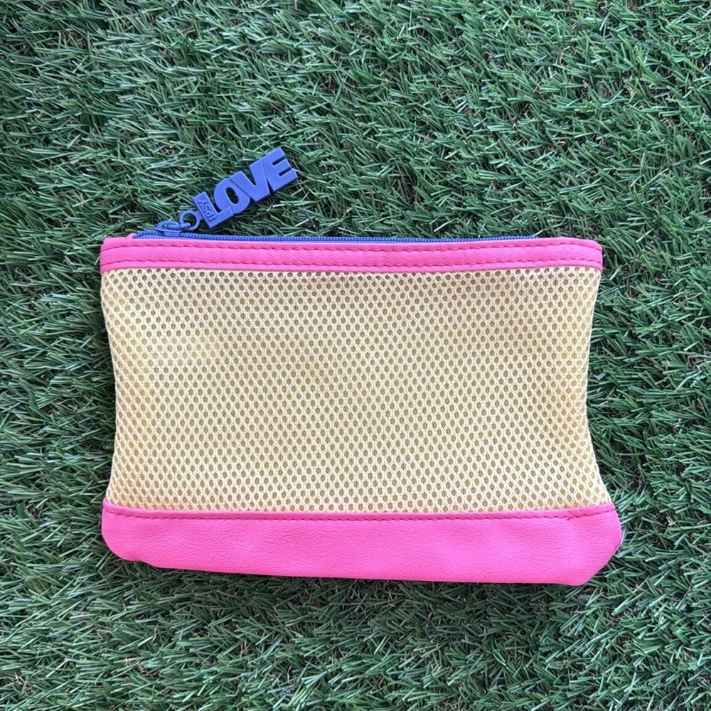 Love Mesh Yellow and Pink Ipsy Pouch